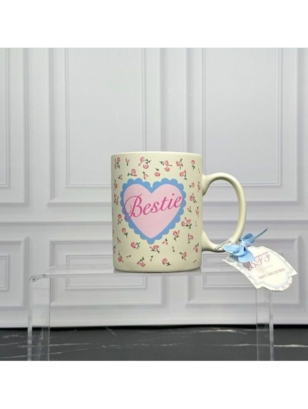 Sunday Morning Ceramics Bestie Floral Soft Touch Coffee Mug NWT